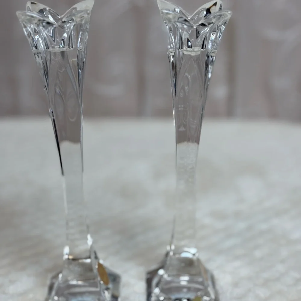 Elegant Crystal Candle Holders Bleikristall 24% Lead Crystal Candlesticks (2)